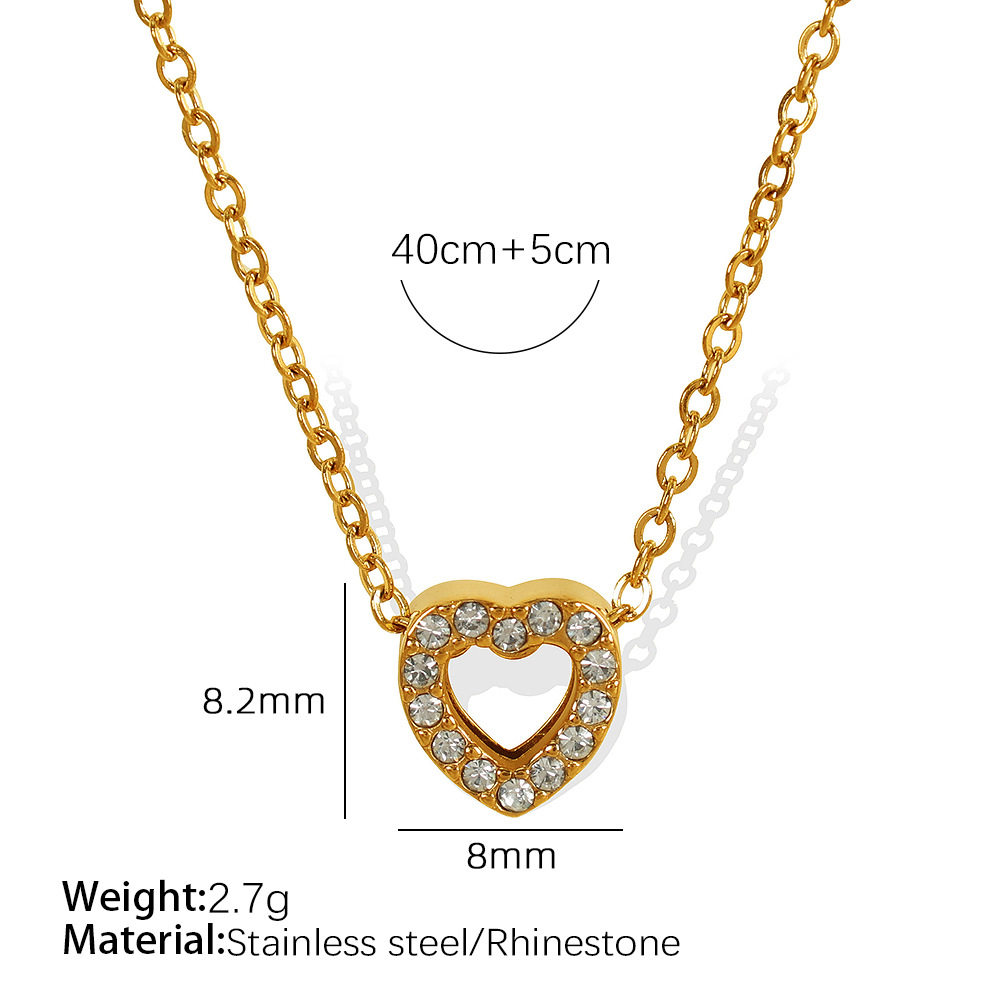 1 piece simple series simple geometric stainless steel  gold plated rhinestone women pendant necklaces